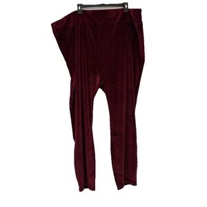 AnyBody Pull-on Ribbed Velour Leggings Pants Womens 5X Plus Size Burgundy Wine